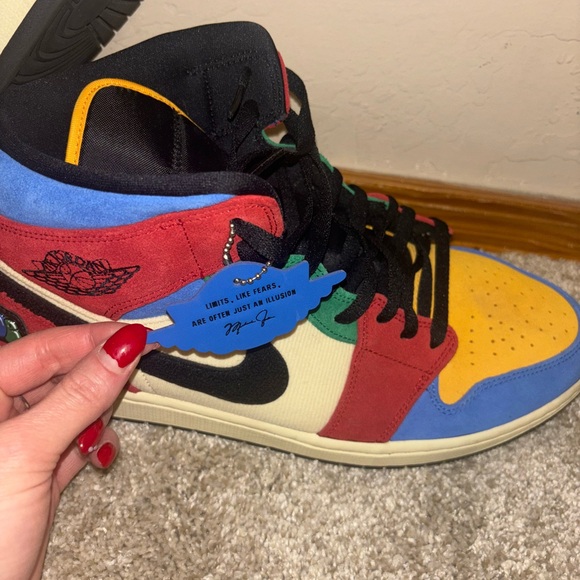 NIKE Blue The Great x Air Jordan 1 Mid 'Fearless' Size 14 - Picture 4 of 6